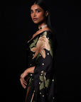 Sitara - Black Floral Print Silk Saree