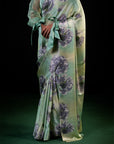 Neel - Mint Floral Print Silk Saree