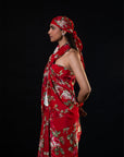 Bagh - Red Floral Print Saree