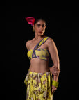 Mehfil - Lemon Floral Print Saree
