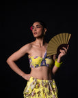 Mehfil - Lemon Floral Print Saree