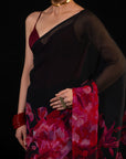 Sawan - Black Floral Print Saree