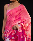 Sawan - Coral Floral Print Saree