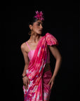 Sawan - Coral Floral Print Saree