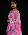Bahaar - Pink Floral Print Saree