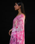 Bahaar - Pink Floral Print Saree