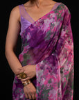 Gulaal - Purple Floral Print Saree
