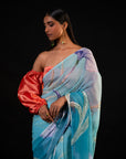 Lehar - Aqua Floral Print Saree