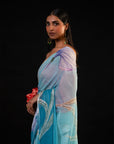 Lehar - Aqua Floral Print Saree