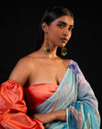 Lehar - Aqua Floral Print Saree