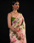 Chandni - Peach Floral Print Saree