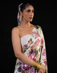 Chandni - Ivory Floral Print Saree