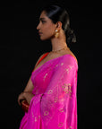 Vine - Pink Silk Chiffon Embroidered Saree
