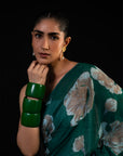 Meadow - Green Floral Silk Chiffon Embroidered Saree