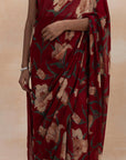 Red Handcrafted Pure Crepe Sarees