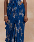 Royal Blue Pure Chiffon Sarees