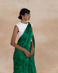 Green Floral Print Chiffon Sarees