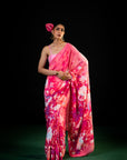 Sawan - Coral Floral Print Saree