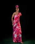 Sawan - Coral Floral Print Saree