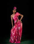 Sawan - Coral Floral Print Saree