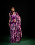 Gulaal - Purple Floral Print Saree