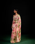Chandni - Peach Floral Print Saree