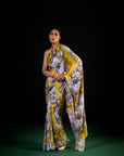Gulaal - Olive Floral Print Saree