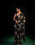 Lantern - Black Lily Silk Chiffon Embroidered Saree
