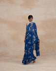 Designer Royal Blue Chiffon Sarees