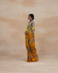 Yellow Floral Pure Chiffon Sarees