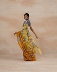 Lightweight Yellow Print Chiffon Sarees