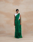 Green Floral Print Designer Chiffon Sarees