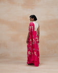 Pink Floral Print Pure Crape Sarees