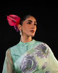 Neel - Mint Floral Print Silk Saree