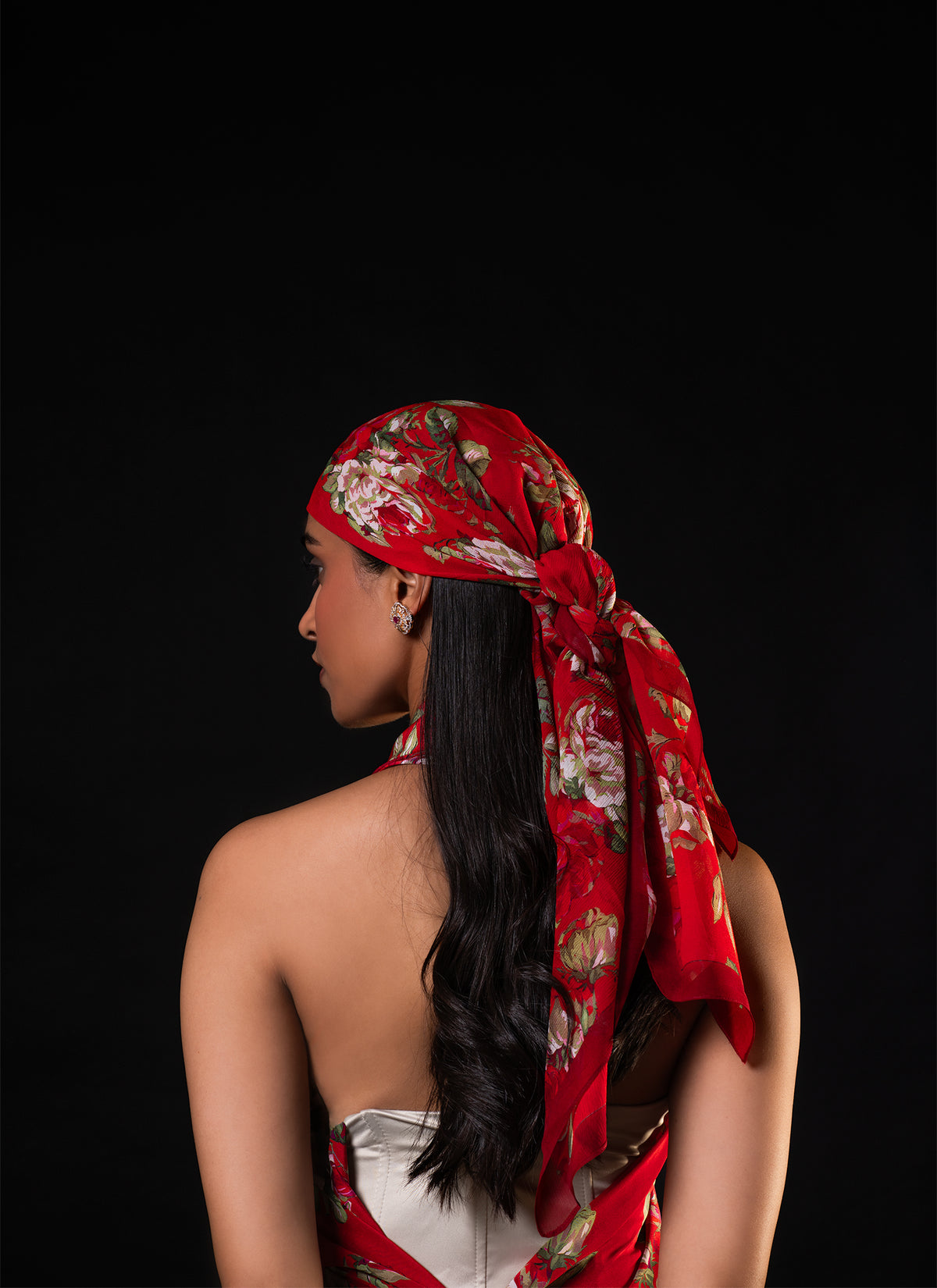 Bagh - Red Floral Print Saree
