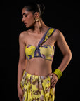Mehfil - Lemon Floral Print Saree