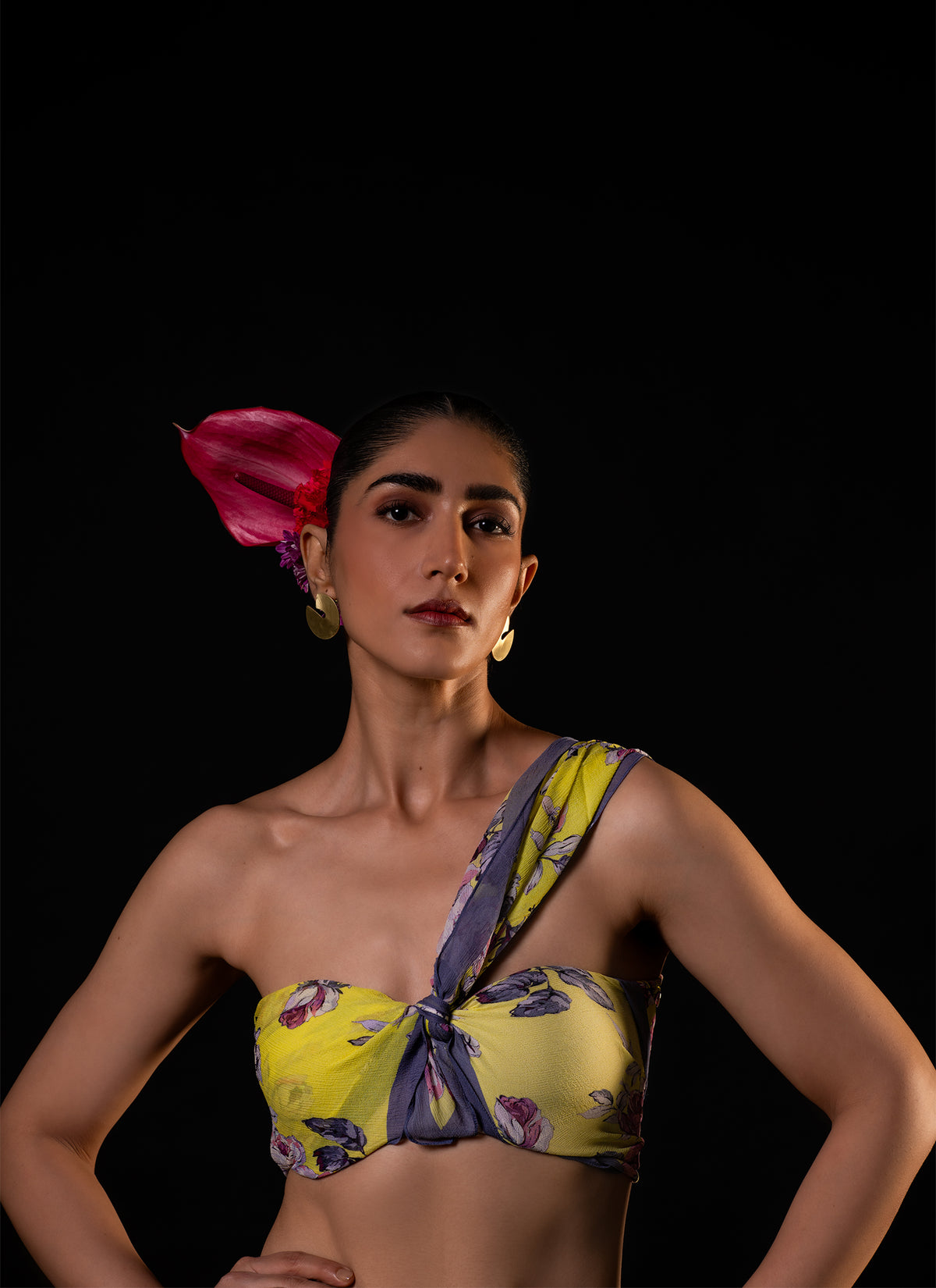 Mehfil - Lemon Floral Print Saree