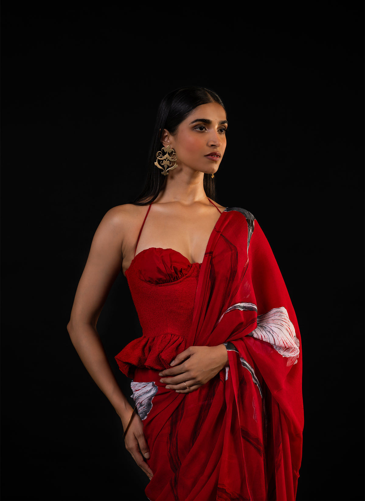 Lehar - Red Floral Print Saree