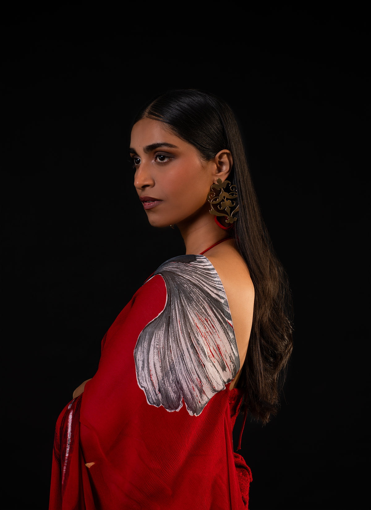 Lehar - Red Floral Print Saree