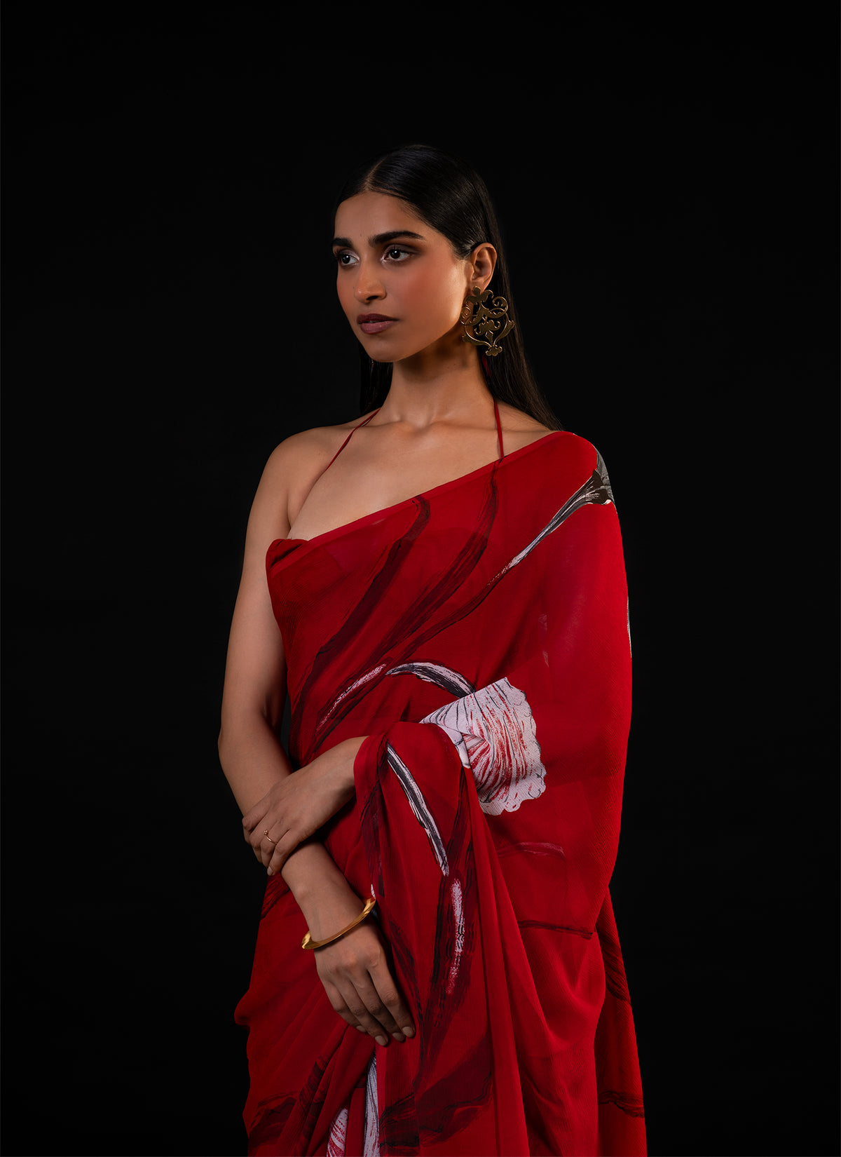 Lehar - Red Floral Print Saree