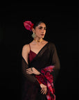 Sawan - Black Floral Print Saree