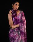 Gulaal - Purple Floral Print Saree