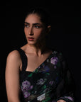 Mehfil - Black Floral Print Saree