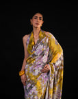 Gulaal - Olive Floral Print Saree