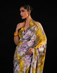 Gulaal - Olive Floral Print Saree