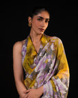 Gulaal - Olive Floral Print Saree