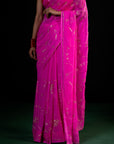 Vine - Pink Silk Chiffon Embroidered Saree