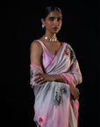 Magnolia - Shaded Pink Silk Chiffon Embroidered Saree