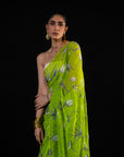 Vineyard - Teal Silk Chiffon Embroidered Saree