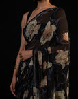 Lantern - Black Lily Silk Chiffon Embroidered Saree